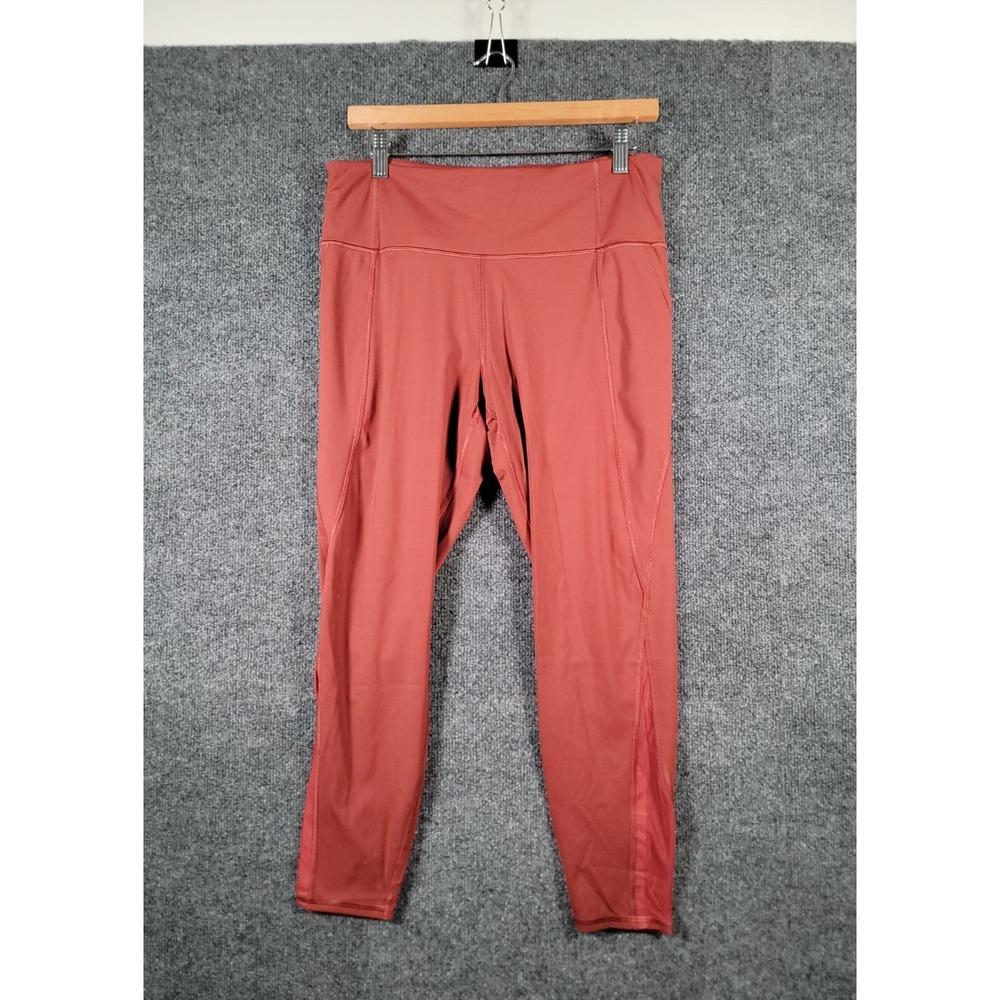 Athleta Lightning 7/8 Tight Leggings Womens Large Rust Red Stretch Compression